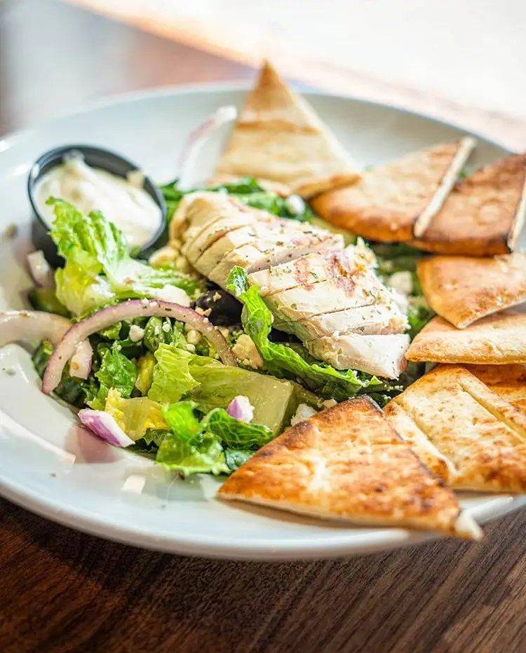 Chicken salad with pita chips at Broadway Bar and Gill. 