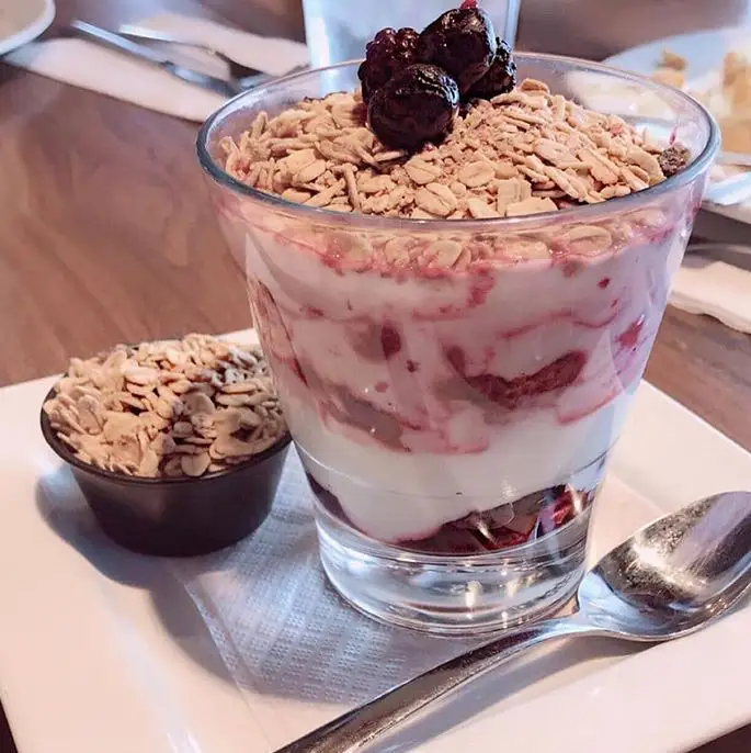 Yogurt and berries with granola at Broadway. 